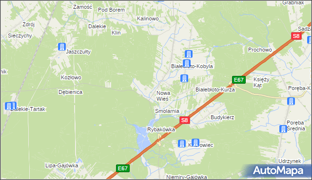 mapa Nowa Wieś gmina Brańszczyk, Nowa Wieś gmina Brańszczyk na mapie Targeo