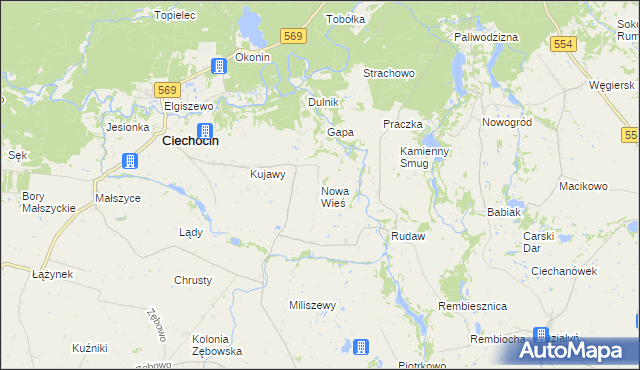 mapa Nowa Wieś gmina Ciechocin, Nowa Wieś gmina Ciechocin na mapie Targeo