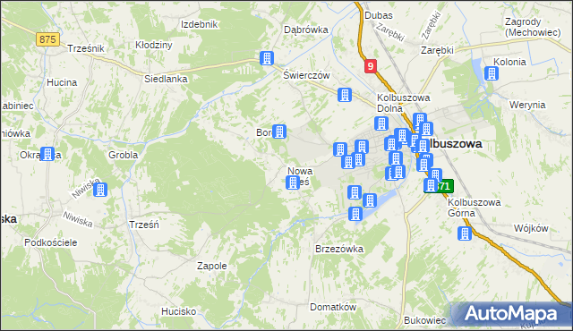 mapa Nowa Wieś gmina Kolbuszowa, Nowa Wieś gmina Kolbuszowa na mapie Targeo