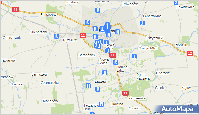 mapa Nowa Wieś gmina Pleszew, Nowa Wieś gmina Pleszew na mapie Targeo