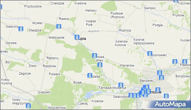 mapa Nowa Wieś gmina Słupia, Nowa Wieś gmina Słupia na mapie Targeo