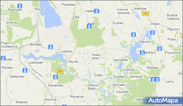 mapa Nowa Wieś gmina Sompolno, Nowa Wieś gmina Sompolno na mapie Targeo