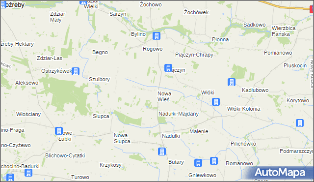 mapa Nowa Wieś gmina Staroźreby, Nowa Wieś gmina Staroźreby na mapie Targeo
