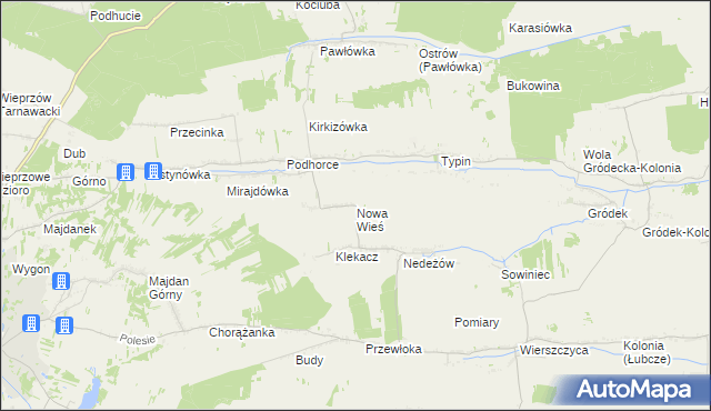 mapa Nowa Wieś gmina Tomaszów Lubelski, Nowa Wieś gmina Tomaszów Lubelski na mapie Targeo