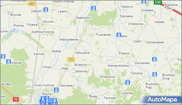 mapa Nowa Wieś gmina Wartkowice, Nowa Wieś gmina Wartkowice na mapie Targeo