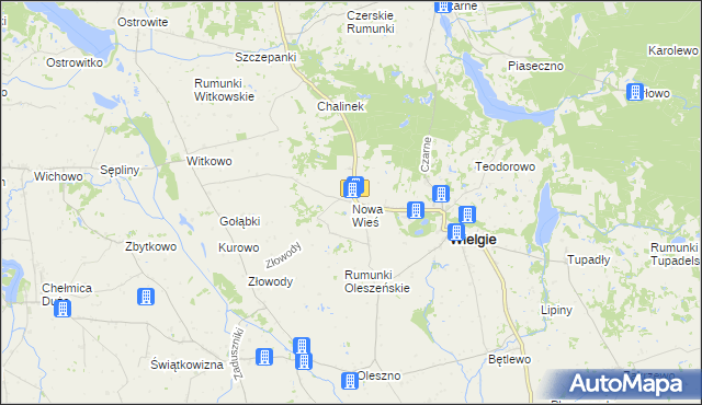 mapa Nowa Wieś gmina Wielgie, Nowa Wieś gmina Wielgie na mapie Targeo