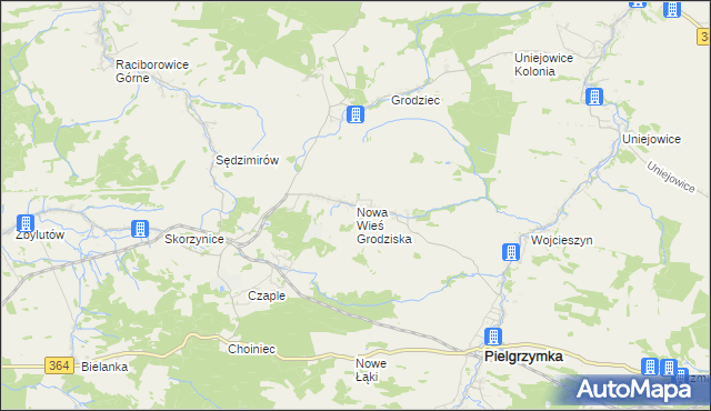 mapa Nowa Wieś Grodziska, Nowa Wieś Grodziska na mapie Targeo