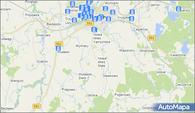 mapa Nowa Wieś Mała gmina Kętrzyn, Nowa Wieś Mała gmina Kętrzyn na mapie Targeo