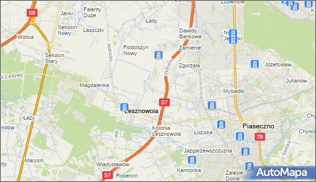 mapa Nowa Wola gmina Lesznowola, Nowa Wola gmina Lesznowola na mapie Targeo