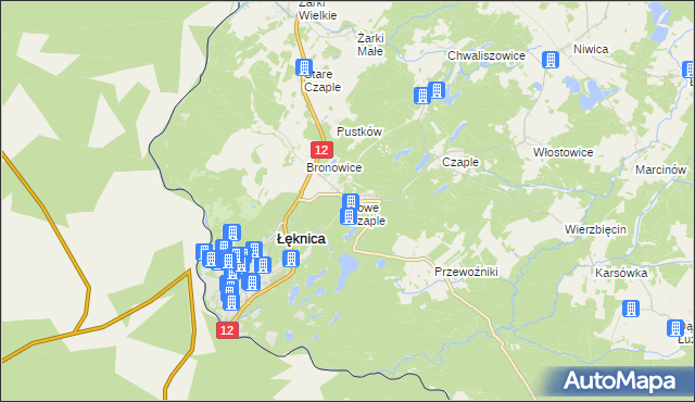 mapa Nowe Czaple gmina Trzebiel, Nowe Czaple gmina Trzebiel na mapie Targeo