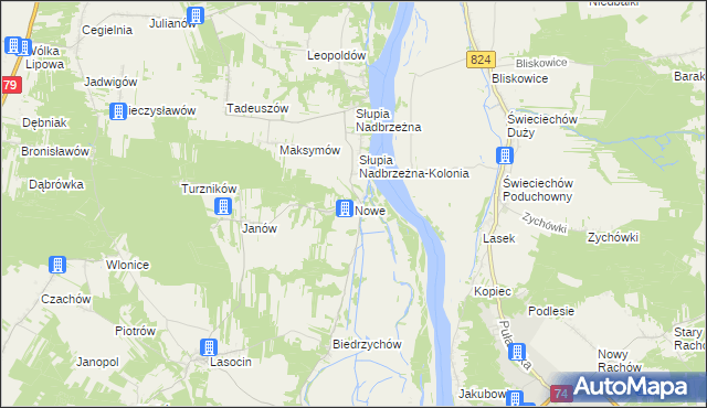 mapa Nowe gmina Ożarów, Nowe gmina Ożarów na mapie Targeo
