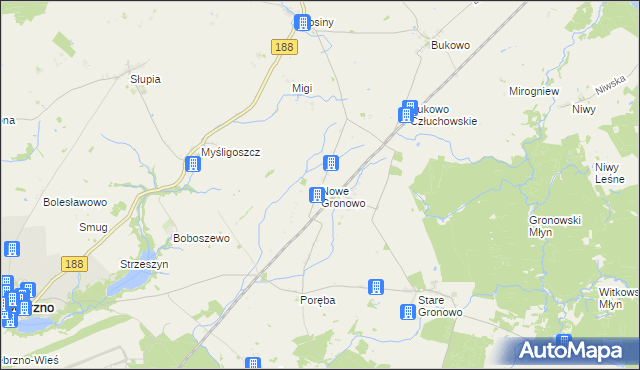 mapa Nowe Gronowo, Nowe Gronowo na mapie Targeo