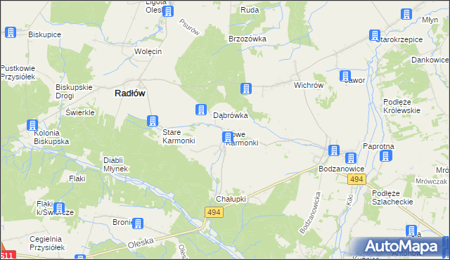 mapa Nowe Karmonki, Nowe Karmonki na mapie Targeo