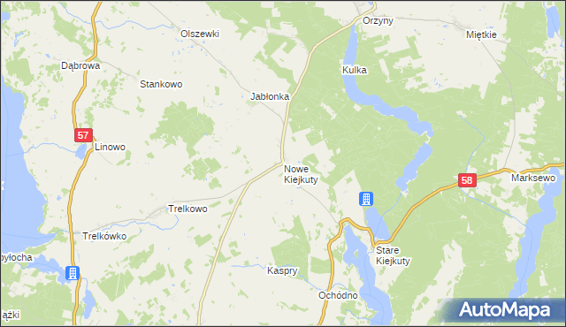 mapa Nowe Kiejkuty, Nowe Kiejkuty na mapie Targeo