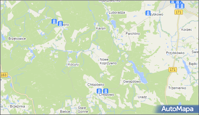 mapa Nowe Koprzywno, Nowe Koprzywno na mapie Targeo