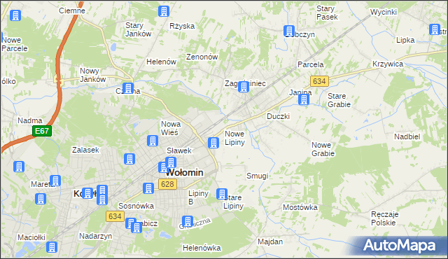 mapa Nowe Lipiny, Nowe Lipiny na mapie Targeo