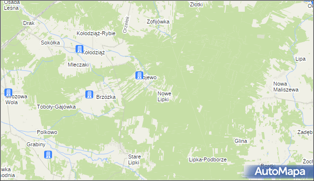 mapa Nowe Lipki gmina Stoczek, Nowe Lipki gmina Stoczek na mapie Targeo