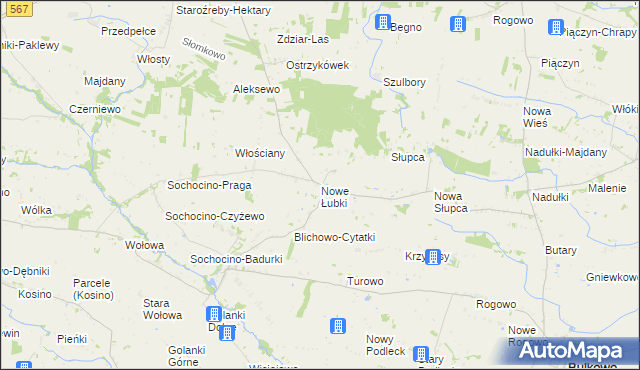 mapa Nowe Łubki, Nowe Łubki na mapie Targeo