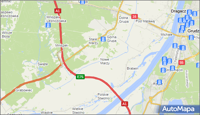 mapa Nowe Marzy, Nowe Marzy na mapie Targeo
