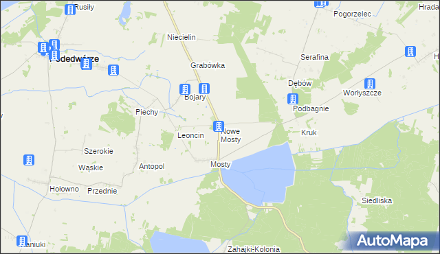 mapa Nowe Mosty gmina Podedwórze, Nowe Mosty gmina Podedwórze na mapie Targeo