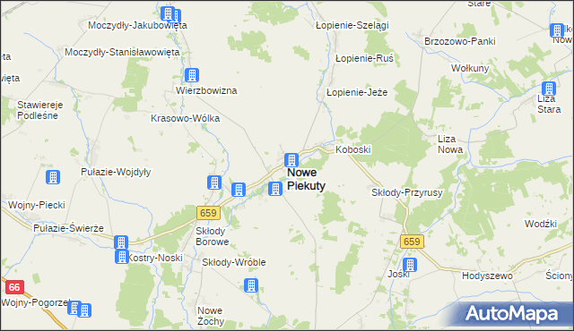 mapa Nowe Piekuty, Nowe Piekuty na mapie Targeo
