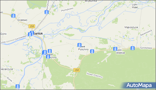 mapa Nowe Polichno, Nowe Polichno na mapie Targeo