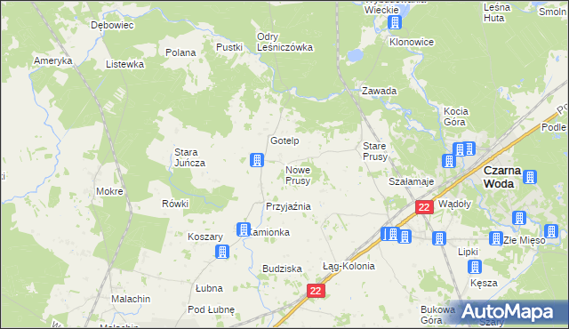 mapa Nowe Prusy, Nowe Prusy na mapie Targeo