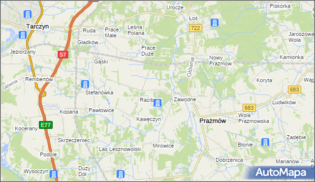 mapa Nowe Racibory gmina Tarczyn, Nowe Racibory gmina Tarczyn na mapie Targeo