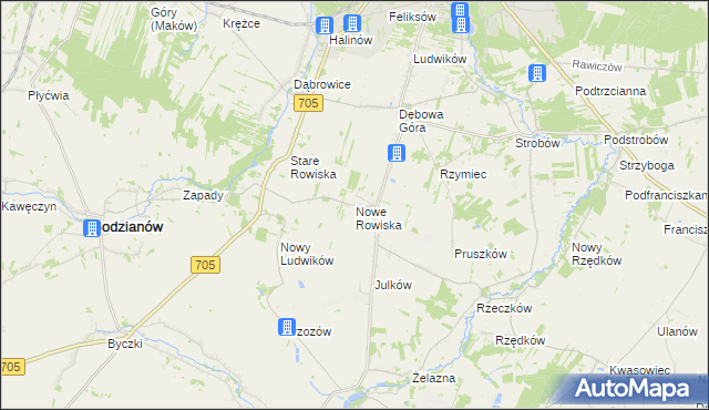 mapa Nowe Rowiska, Nowe Rowiska na mapie Targeo