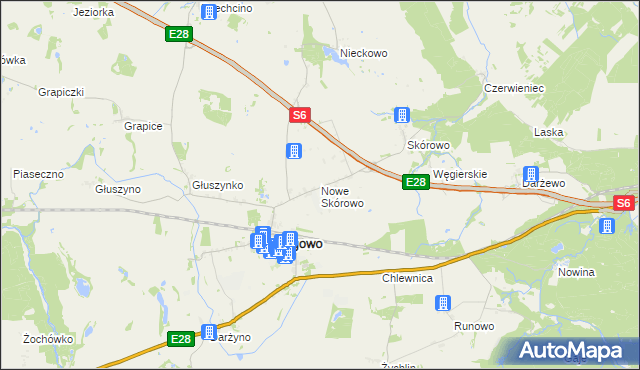 mapa Nowe Skórowo, Nowe Skórowo na mapie Targeo