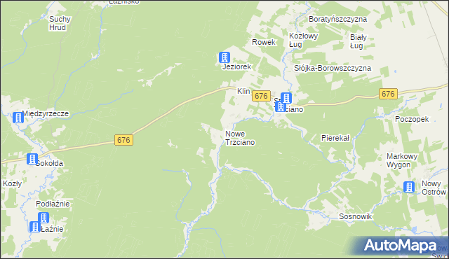 mapa Nowe Trzciano, Nowe Trzciano na mapie Targeo