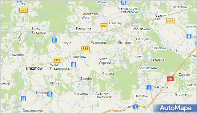 mapa Nowe Wągrodno, Nowe Wągrodno na mapie Targeo