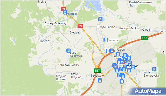 mapa Nowe Zakrzewo, Nowe Zakrzewo na mapie Targeo