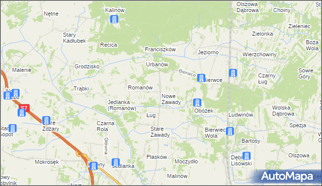 mapa Nowe Zawady, Nowe Zawady na mapie Targeo
