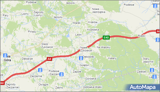 mapa Nowe Żukowice, Nowe Żukowice na mapie Targeo