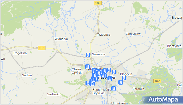 mapa Nowielice, Nowielice na mapie Targeo