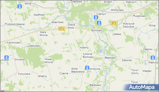 mapa Nowiny gmina Nasielsk, Nowiny gmina Nasielsk na mapie Targeo