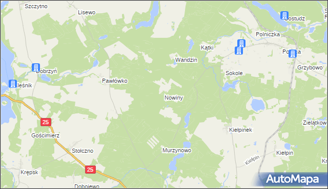 mapa Nowiny gmina Przechlewo, Nowiny gmina Przechlewo na mapie Targeo