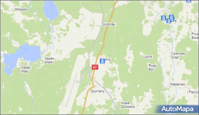 mapa Nowiny gmina Szczytno, Nowiny gmina Szczytno na mapie Targeo