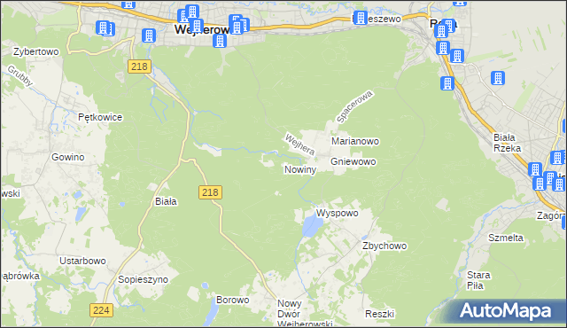 mapa Nowiny gmina Wejherowo, Nowiny gmina Wejherowo na mapie Targeo