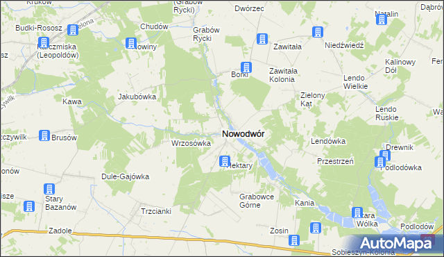 mapa Nowodwór powiat rycki, Nowodwór powiat rycki na mapie Targeo