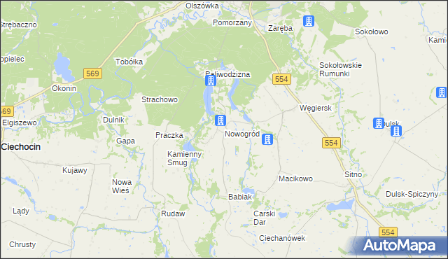 mapa Nowogród gmina Golub-Dobrzyń, Nowogród gmina Golub-Dobrzyń na mapie Targeo