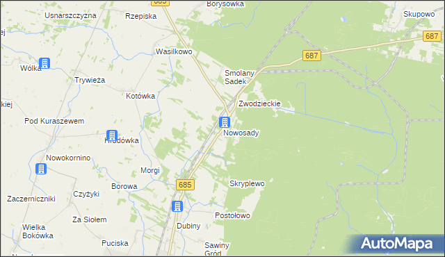 mapa Nowosady gmina Hajnówka, Nowosady gmina Hajnówka na mapie Targeo