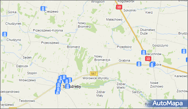 mapa Nowy Bromierzyk, Nowy Bromierzyk na mapie Targeo