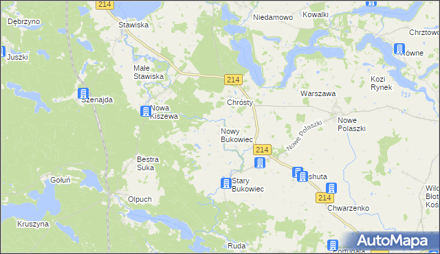 mapa Nowy Bukowiec gmina Stara Kiszewa, Nowy Bukowiec gmina Stara Kiszewa na mapie Targeo