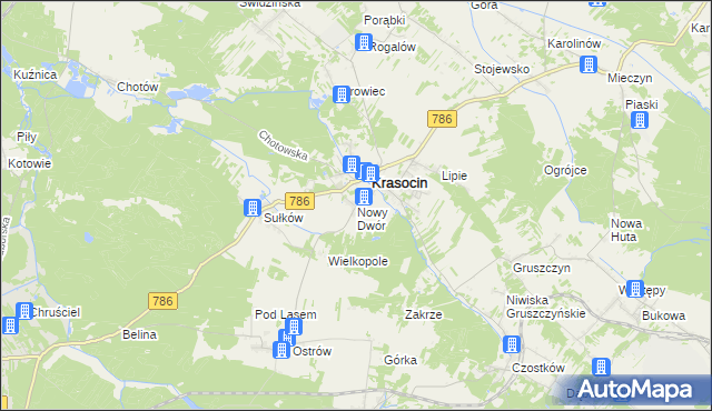 mapa Nowy Dwór gmina Krasocin, Nowy Dwór gmina Krasocin na mapie Targeo