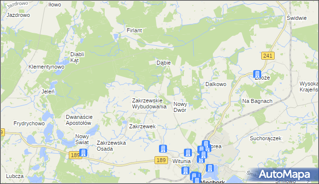 mapa Nowy Dwór gmina Więcbork, Nowy Dwór gmina Więcbork na mapie Targeo