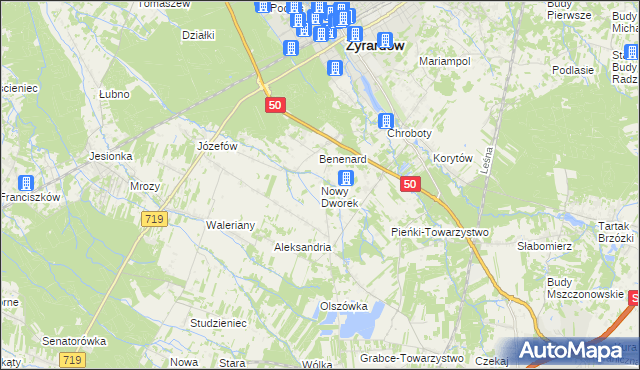 mapa Nowy Dworek gmina Mszczonów, Nowy Dworek gmina Mszczonów na mapie Targeo