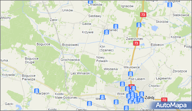 mapa Nowy Folwark gmina Busko-Zdrój, Nowy Folwark gmina Busko-Zdrój na mapie Targeo