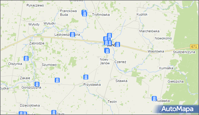 mapa Nowy Janów gmina Janów, Nowy Janów gmina Janów na mapie Targeo